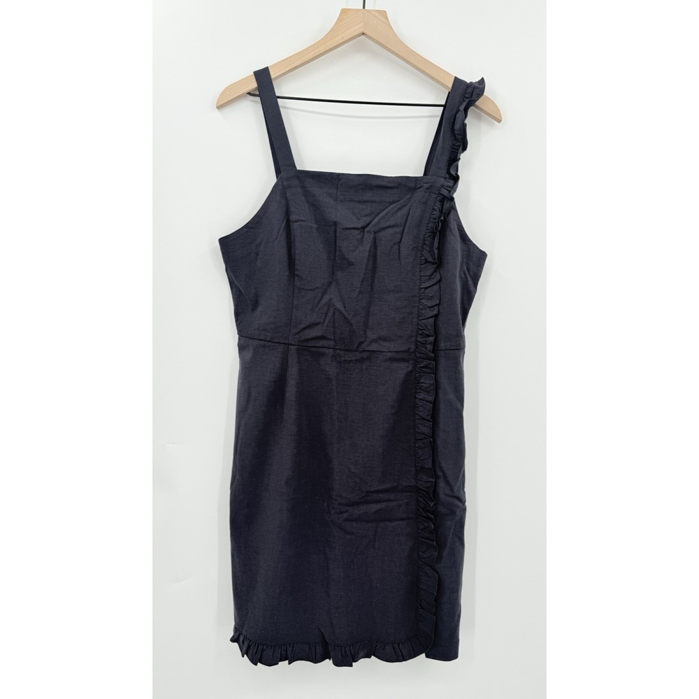 Modcloth Dress Womens 10 Blue Ruffle Preppy Party Travel Sleeveless NEW
